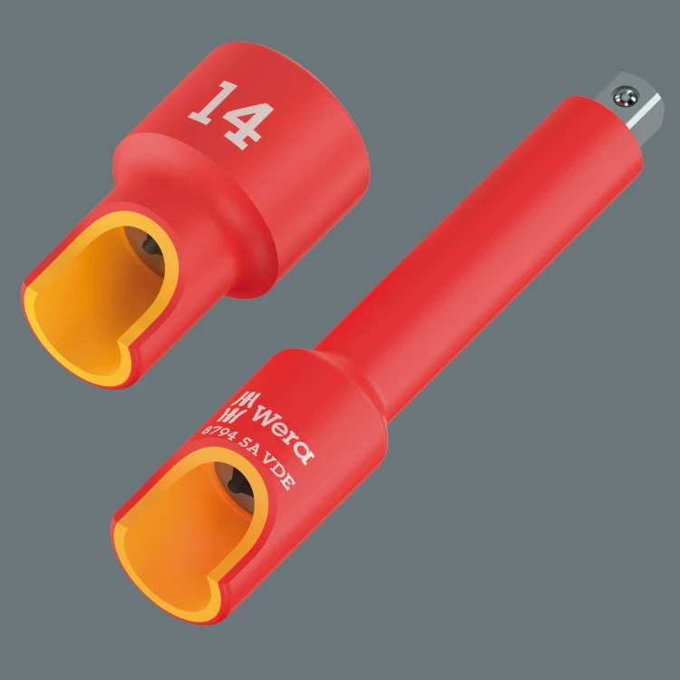Przedłużka 8794 SA VDE Zyklop; izolowana; krótka; 1/4"; 1/4" x 91 mm Wera - dwukomponentowa izolacja, większe bezpieczeństwo