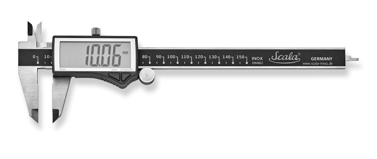 Suwmiarka elektroniczna z prostokątnym miernikiem głębokości i dużym wyświetlaczem XXL Scala