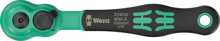 Grzechotka 1/4" Zyklop Comfort 8010 A, z przełącznikiem zmiany kierunku pracy, 1/4" x 144 mm Wera