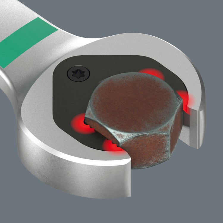 Klucz płasko-oczkowy z grzechotką 6007 Joker SB, długi, 11 x 220 mm Wera - Z funkcją przytrzymywania śrub z łbem sześciokątnym i nakrętek sześciokątnych