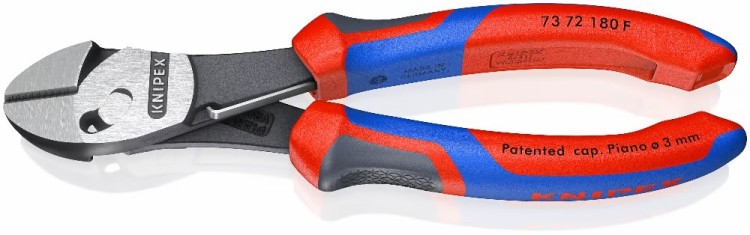 Szczypce tnące boczne (obcinaczki) wzmocnione ze sprężyną, rękojeści dwukomponentowe Knipex TwinForce 73 72 180 F  - 1