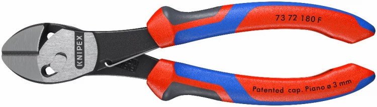 Szczypce tnące boczne (obcinaczki) wzmocnione ze sprężyną, rękojeści dwukomponentowe Knipex TwinForce 73 72 180 F  - 2