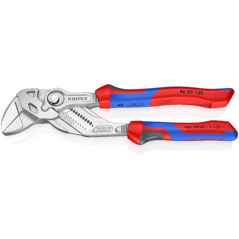 Szczypce-klucz nastawne do śrub i nakrętek, rękojeści dwukomponentowe Knipex 86 05-1