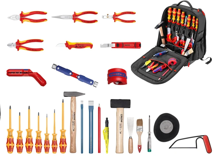 Plecak na narzędzia Modular X15 Electrical Essentials z wyposażeniem 27 części Knipex 00 21 51 HL S - zawartość plecaka