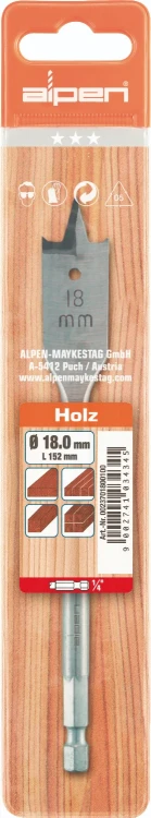 Wiertło płaskie do drewna, płyt wiórowych i MDF z chwytem 1/4" Alpen Profi Holz - 2