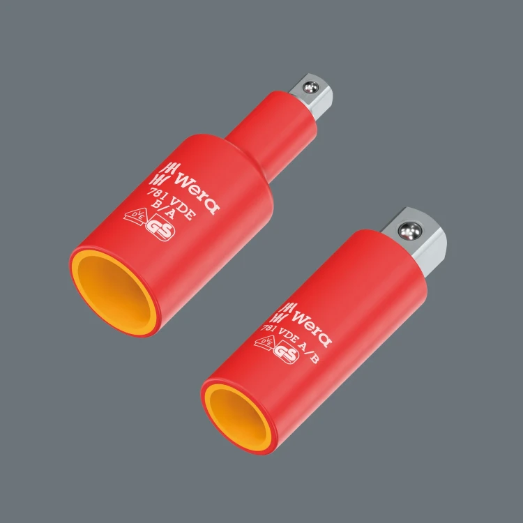 Adapter VDE 781 A/B, izolowany, 1/4", 781 A/B VDE x 3/8 x 56 mm x 1/4" Wera - Izolowane adaptery z gniazda czworokątnego na chwyt czworokątny