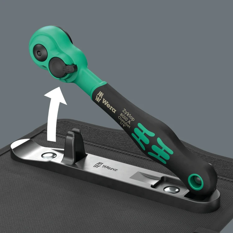 Zestaw kluczy nasadowych z grzechotką 1/4 Zyklop Comfort 8100 SA 14, z przełącznikiem zmiany kierunku pracy, metryczny, 28 części Wera - Łatwe wyjmowanie grzechotki