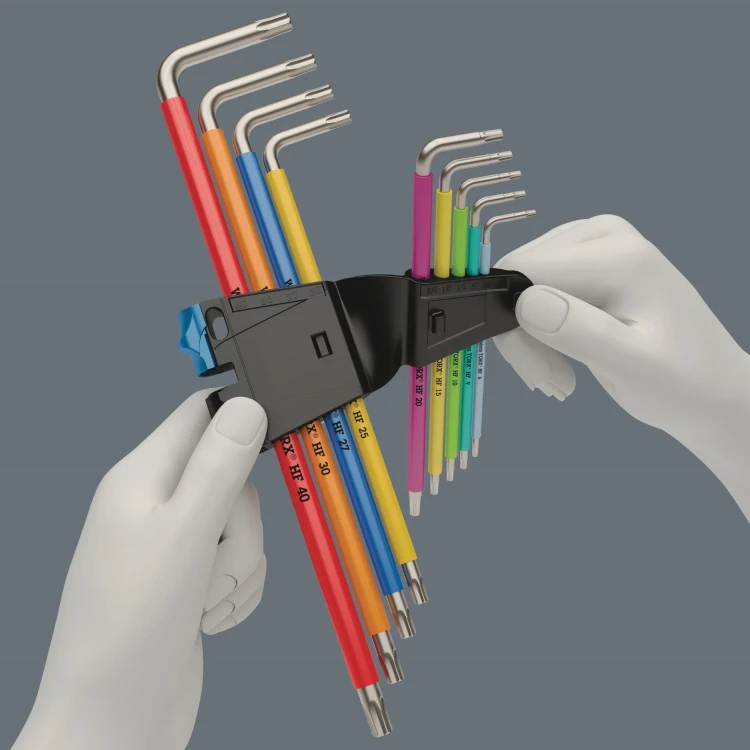 Zestaw kluczy trzpieniowych z funkcją przytrzymywania 3967/9 TX SXL Multicolour HF Stainless 1 ze stali nierdzewnej; 9 części Wera - Bezpieczne przechowywanie i łatwe wyjmowanie