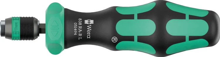 Rękojeść z uchwytem do bitów 838 RA-R L; z funkcją grzechotki; 1/4"; 1/4" x 140 mm Wera