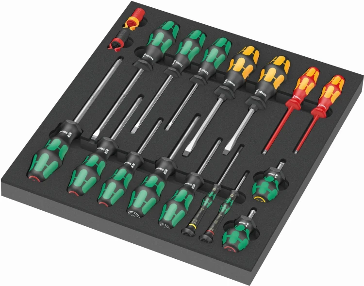 Wkładka piankowa 9710 z wkrętakami; Set 1; 18 części Wera