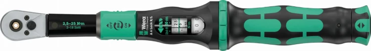 Klucz dynamometryczny Click-Torque A 6 R/L; nastawny; z funkcją Torque Lock i przelotowym uchwytem do bitów (1/4"); 2;5-25 Nm; 1/4" x 2.5-25 Nm Wera