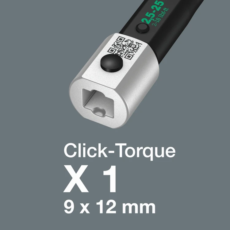 Klucz dynamometryczny Click-Torque X 1 do narzędzi wtykowych; 2;5-25 Nm; 9x12 x 2.5-25 Nm Wera - Mocowanie 9x12 mm