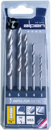 Wiertło do metalu 3,0-8,0 mm w zestawie HSS IMPULZOR METAL Alpen