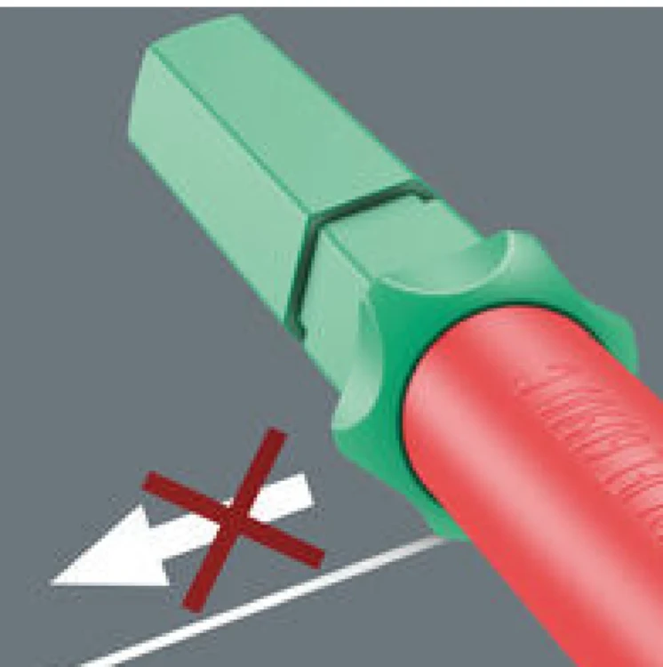 Wymienny trzpień izolowany Kraftform Kompakt VDE 67 i TORX® Take it easy Wera - Sześciokątny kołnierz zabezpiecza przed uciążliwym staczaniem
