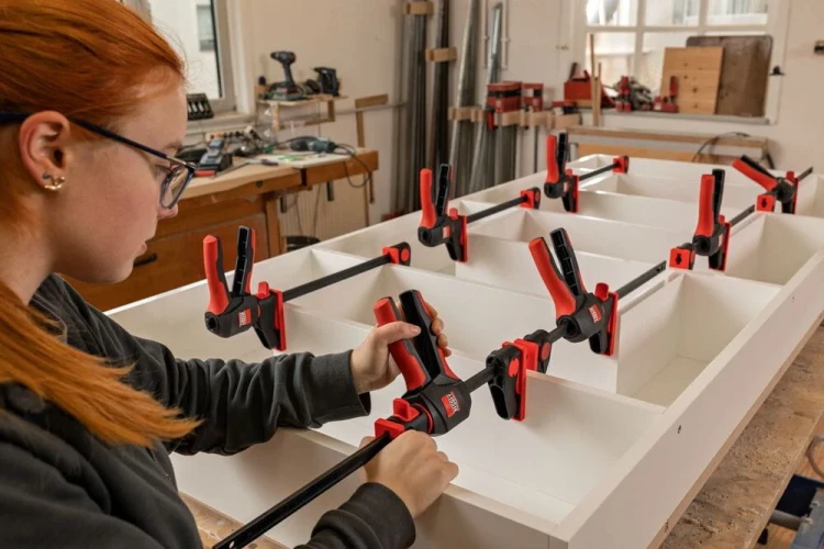 Zestaw 2 ścisków (zacisków) jednoręcznych szybkomocujących z uchwytem obrotowym 110/40 mm Bessey EZ360S-11SET - w użyciu 11