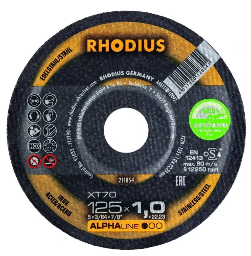 Tarcza do cięcia metalu, 10 + 2 szt. gratis, Rhodius XT70 BOX