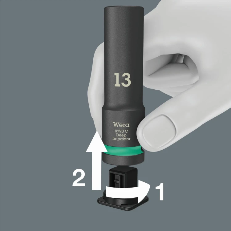 Klucze nasadowe 13-27 mm 1/2" Impaktor w zestawie 11 cz. Wera 8790 C - bezpieczne przechowywanie i łatwe wyjmowanie