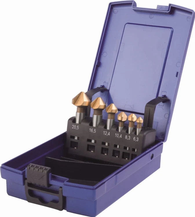 Pogłębiacze stożkowe w zestawie 6 cz. HSS - G TIN DIN 335C DKM - 2400-0020T