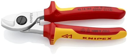Nożyce do cięcia kabli i przewodów, izolowane rękojeści dwukomponentowe Knipex 95 - 1
