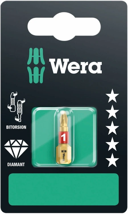 Bit (grot) do wkrętów z wgłębieniem krzyżowym Phillips 851/1 BDC SB Wera na blistrze