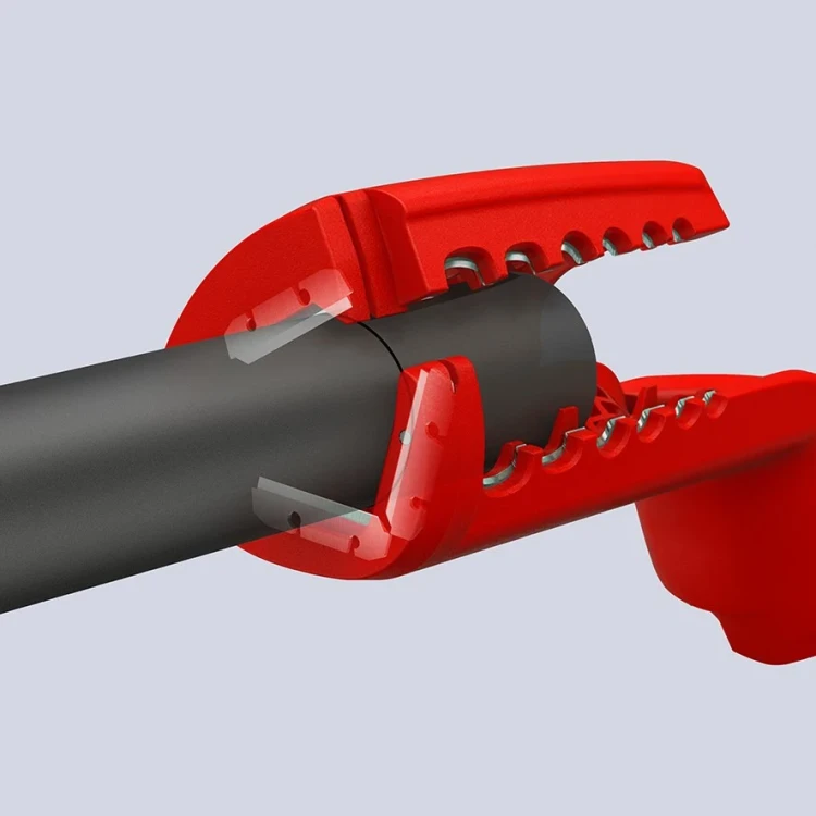 Ściągacz izolacji zewnętrznej z przewodów okrągłych śr. 12–28 mm ErgoStrip XL Knipex 16 95 11 - w użyciu 25