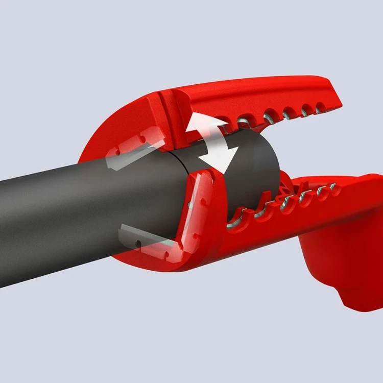 Ściągacz izolacji zewnętrznej z przewodów okrągłych śr. 12–28 mm ErgoStrip XL Knipex 16 95 11 - w użyciu 27