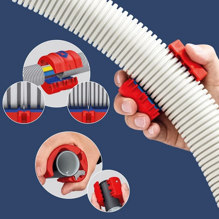 Obcinak do cięcia okrągłych rur falistych o śr. 19-56 mm BiX Knipex 90 22 10 V01 - w użyciu 5
